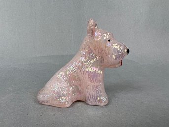 Signed Boyds Glass Pink Mini Scottish Terrier.