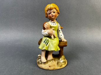 Vintage Porcelain Girl With Doll Marked B891.