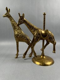 Gold Tone Metal Giraffes