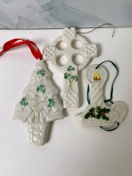 3 Belleek Christmas Ornaments