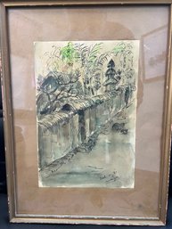 Signed Watercolor Of 21 St In Bali.