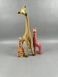 3 Ceramic Giraffes