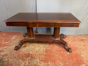 Antique Clawfoot Dovetail Oak Desk On Castors