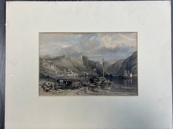 Etching Of A Old Waterfront Scene.