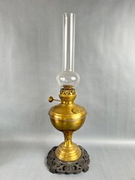 Vintage Brass Oil Lamp With Iron Base (#1)