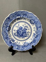 Old Vintage Blue Scalloped Edge Transferware  Plate