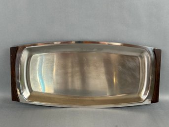 Danish Lundtoft Stainless Steel & Wood Tray