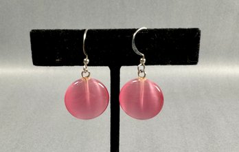 Pink Clear Stone Pierced Earrings
