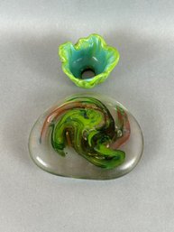 Two Pieces Of Small Art Glass Decor