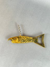 Brass Fish Bottle & Wine Opener