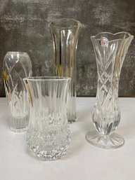 Vintage Set Of 4 Crystal Vases