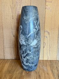 Chinese Engraved Crane Motif Marble Vase *LOCAL PICKUP ONLY - NO SHIPPING*