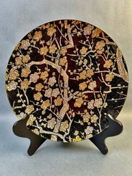 Metalic Fabric Lined Art Glass Plate