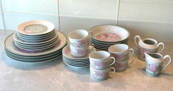 32 Pc Set Of Hermes Peonies Porcelain Floral Dining Dishes *Local Pick Up Only*