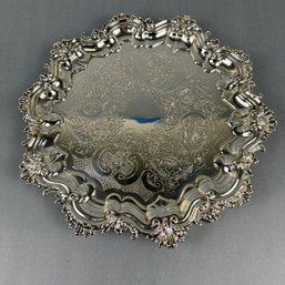 Large Silverplate  Decorative Tray With Feet Made In England