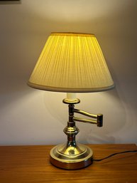 Brass Swing Arm Table Lamp With Shade