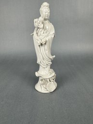 Vintage White Porcelain Guanyin  Figurine