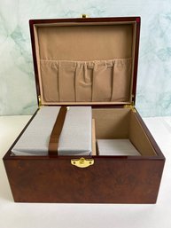 Vintage Burlwood Keepsake Box With Velvet Lining