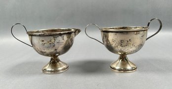 National Sterling Creamer And Sugar - Weighted Base