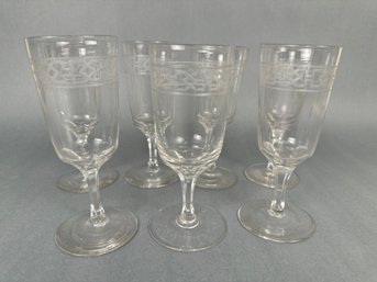 7 Crystal Glasses With Pattern