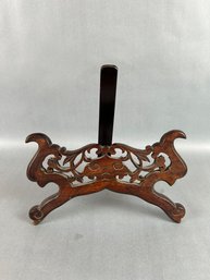 Carved Wood Plate Stand