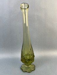 Vintage Viking Art Glass Green Vase.