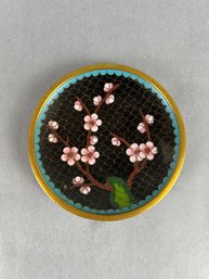 Small Cloisonne  Enamel Dish With Floral Motif