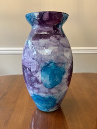 Large Reverse Painted Marbled Vase