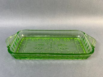 Vintage Anchor Hocking Green Glass Relish Tray.