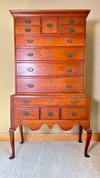 Antique Queen Anne Style 13 Drawer Highboy Dresser