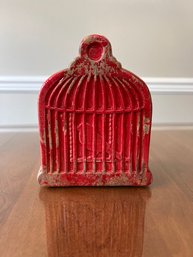 Decorator Rustic Style Red Birdcage Bank
