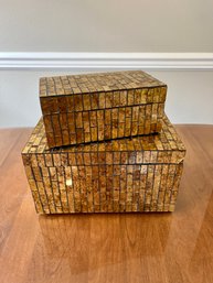 Set Of 2 Nesting Gold Accent Accessory Boxes