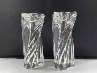 Pair Of Baccarat Twisted Crystal Candlesticks