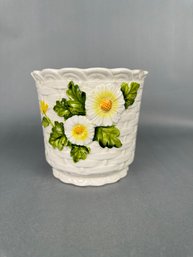 Ceramic Flower Pot With Daisy Motif