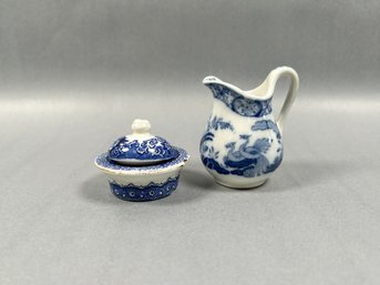 Lot Of 2 Small Flow  & Blue Transferware Pieces