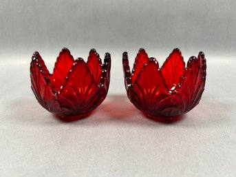 Ruby Red Leaf Votive Tealight Holders