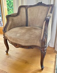 Vintage Suede Upholstered Side Chair