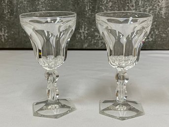 SET OF 2 Vintage Steuben Crystal Stemmed Glass Goblets Aperitif