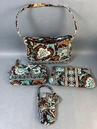 Vera Bradley Purse With Matching Clutch, Makeup Bag And Cell Phone Case.