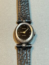 Geneva Oval Face Watch With Black Band - Italy