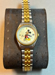 Lorus Mickey Mouse With Date Quartz Watch With Stainless Band
