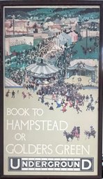 Vintage Underground Book To Hampstead Or Golders Green Print Framed