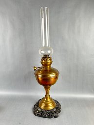 Vintage Brass Oil Lamp With Iron Base (#2)