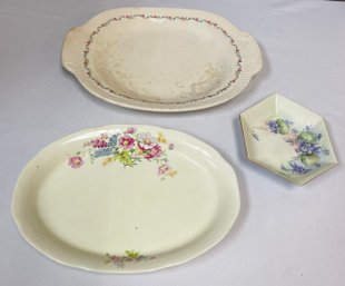 Assorted Lot Of 3 Antique Fine China Serving Trays Devonshire