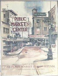 Vintage 1983 Pike Place Market Street Festival Lithography Print Framed