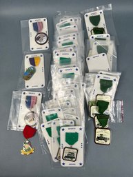 Large Lot Of Mostly Hopkins Telephone Pioneers Ribbon Badges Different Dates And Locations.
