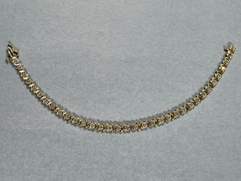 10K Yellow Gold And Diamond Tennis Bracelet