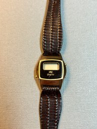 Vintage NSC Quartz Digital Watch With Brown Band