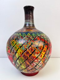 Very Colorful Signed Moroccan Folk Art Water Vendors Lacquer Pot *Local Pickup Only*