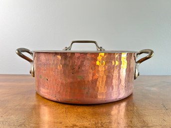 Villedieu Copper Antique Hammered Pot With Lid